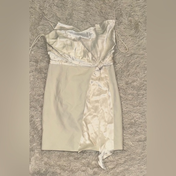 NWOT Cinq à Sept White Cara Draped Tie Waist Mini Dress Size 0 - Picture 5 of 6